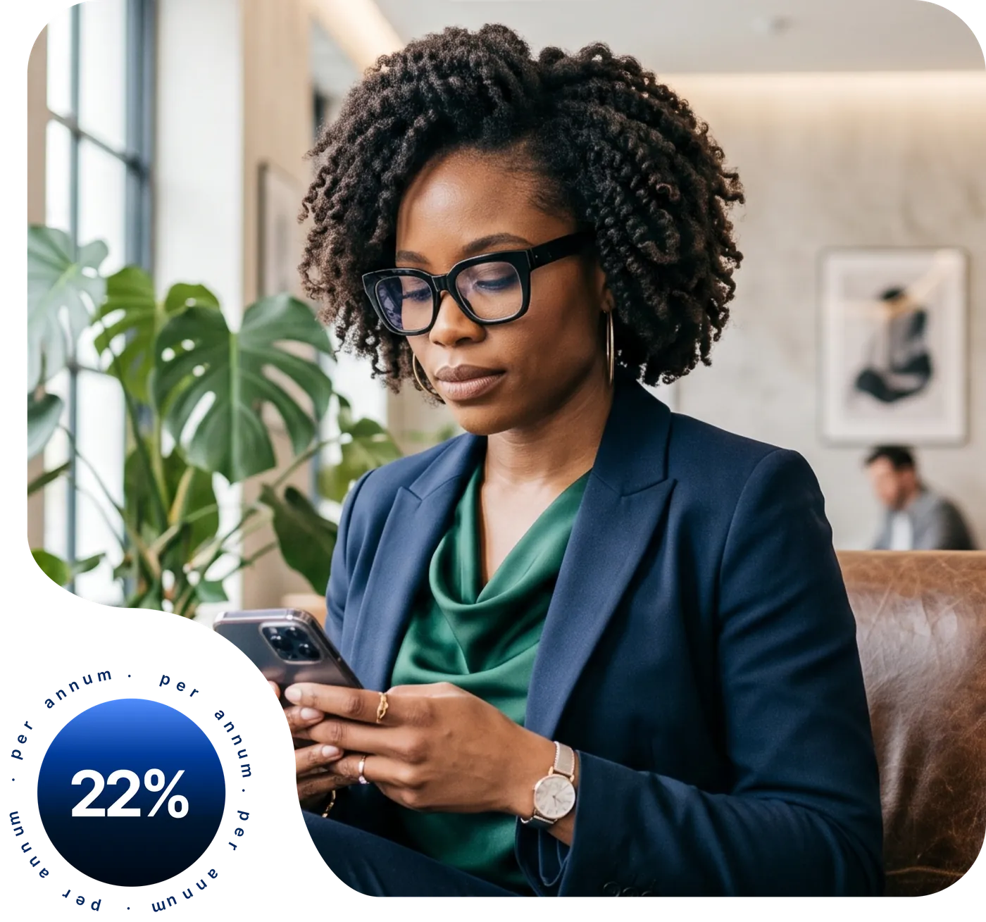 Woman using phone for Rex savings