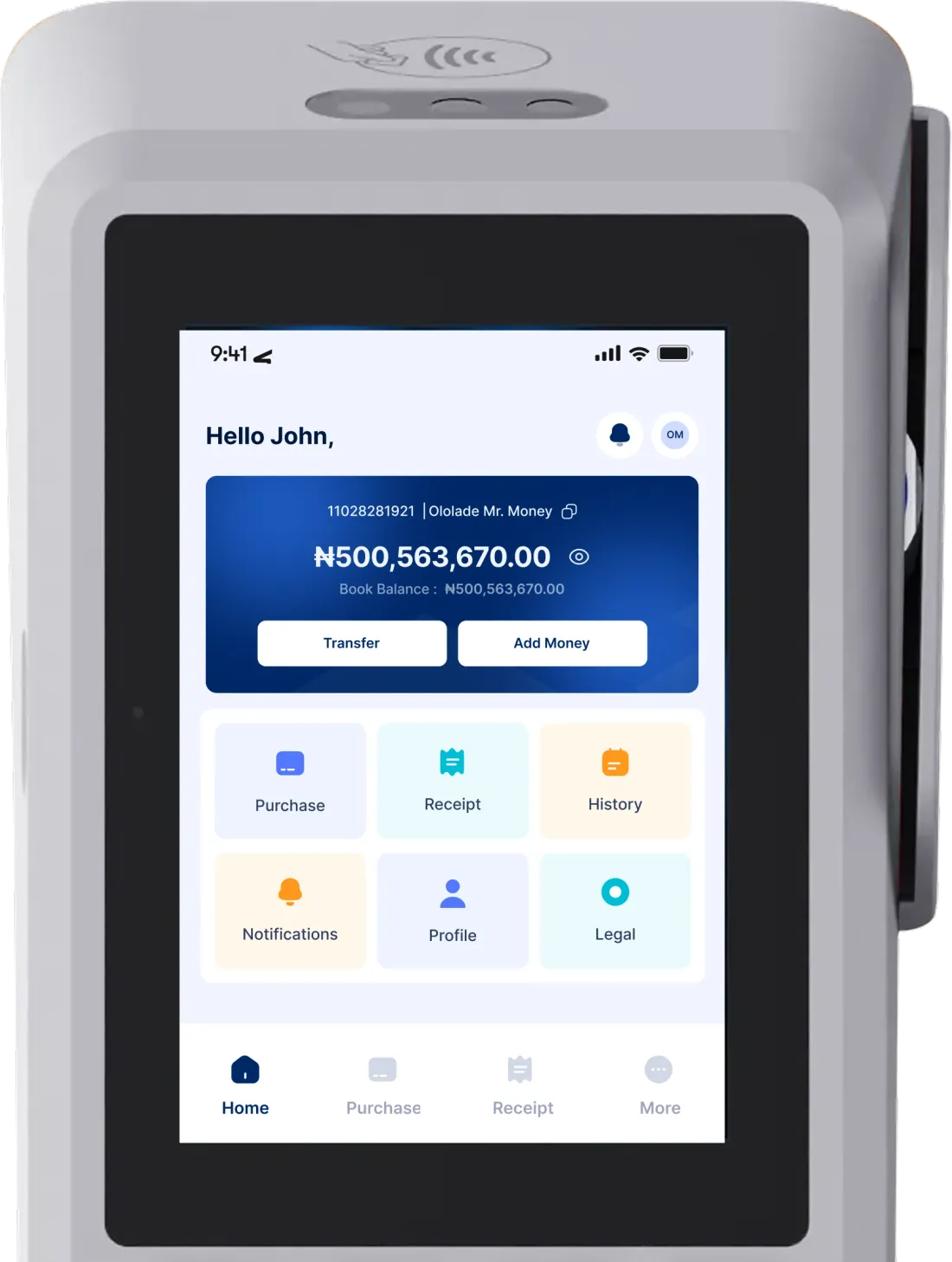 Rex POS device terminal interface